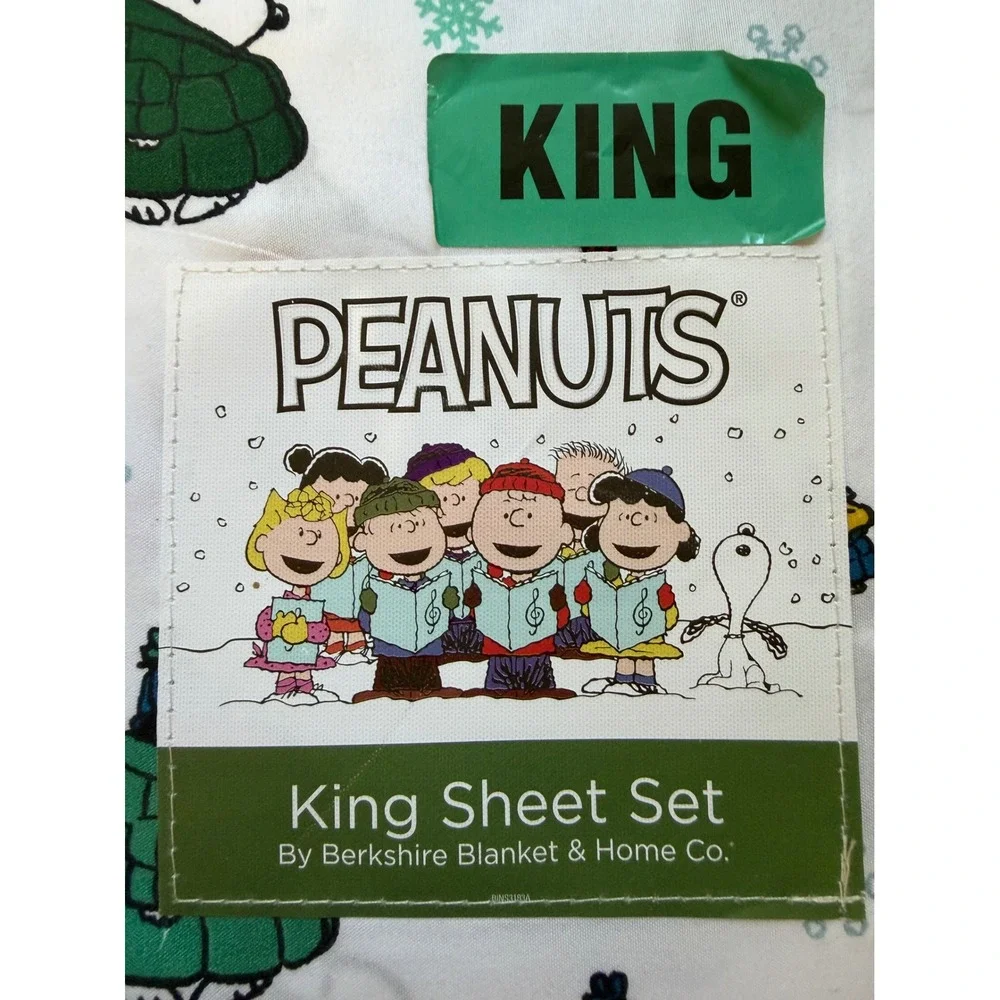 Peanuts Snoopy Woodstock Puffer Jacket King Sheet Set Berkshire Winter Snow NEW